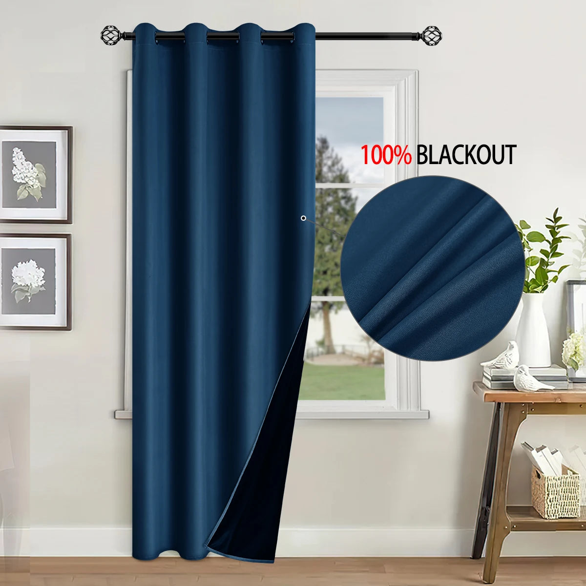 1pc Blackout Curtain with Coated Insulated Lining, Ideal for Living Room, Bedroom, Kitchen, Bathroom, Home Decor, Room Decor