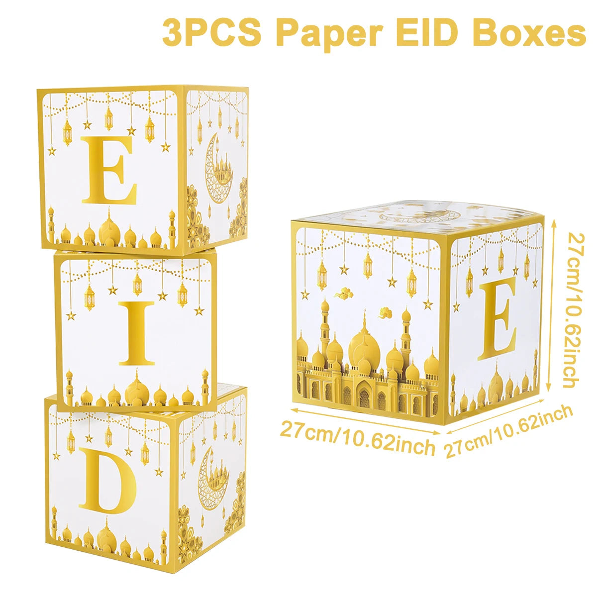 Eid Letter Box White Gold Bronze Eid Mubarak Ramadan Kareem Gift Islam Muslim Party Supplies Ramadan Decoration For Home 2025