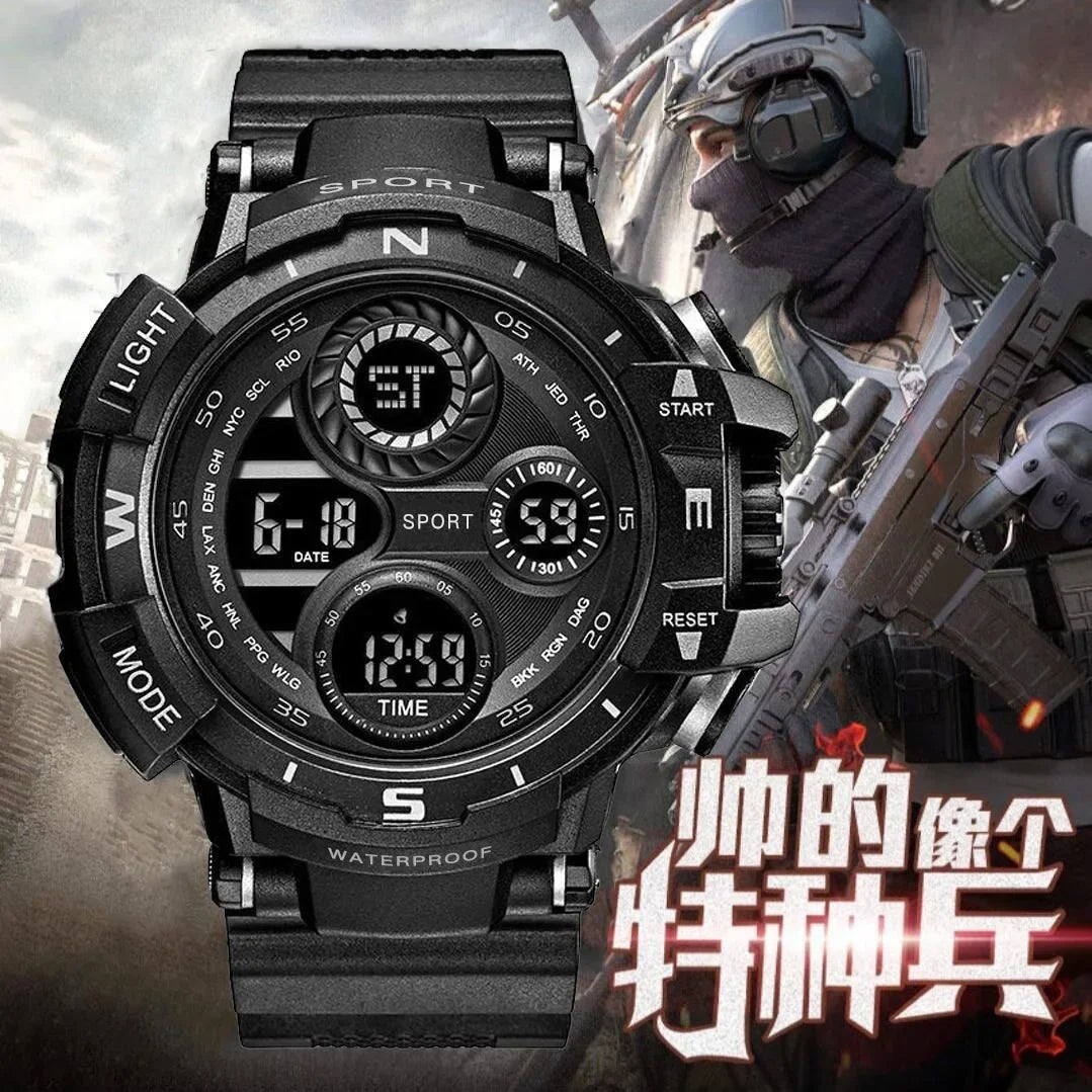 YIKAZE Men's LED Digital Watch Men Sport Watches Fitness Electronic Watch Multifunction Military Sports Watches Clock Kids Gifts