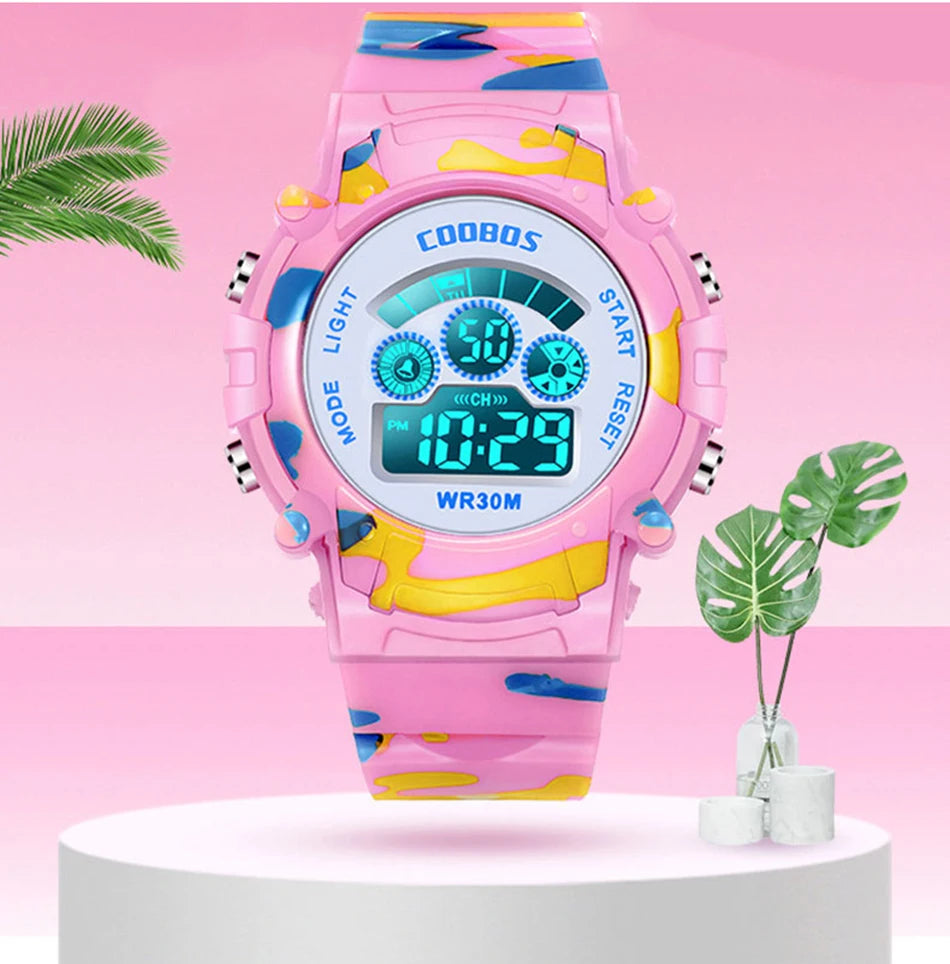 Electronic Watch For Boys Girls Children Luminous Dial Military Sport Watches for Kids Waterproof Multi-function Digital Watch