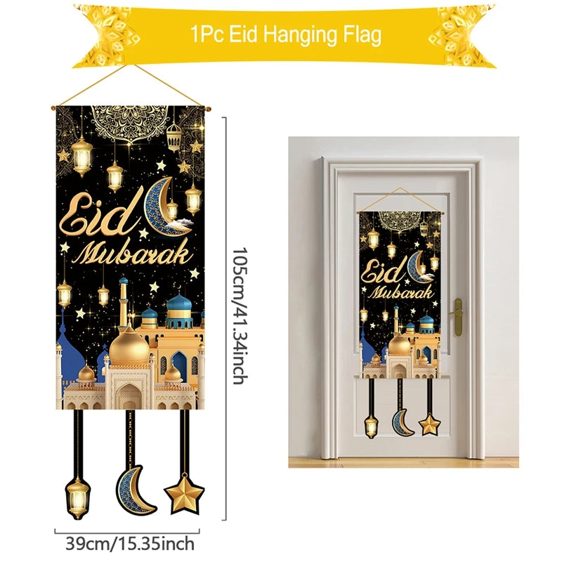 Ramadan Hanging Flag Ramadan Decoration For Home 2024 Kareem Aid EID Mubarak Muslim Islamic Festival Eid Al-fitr Party Supplies