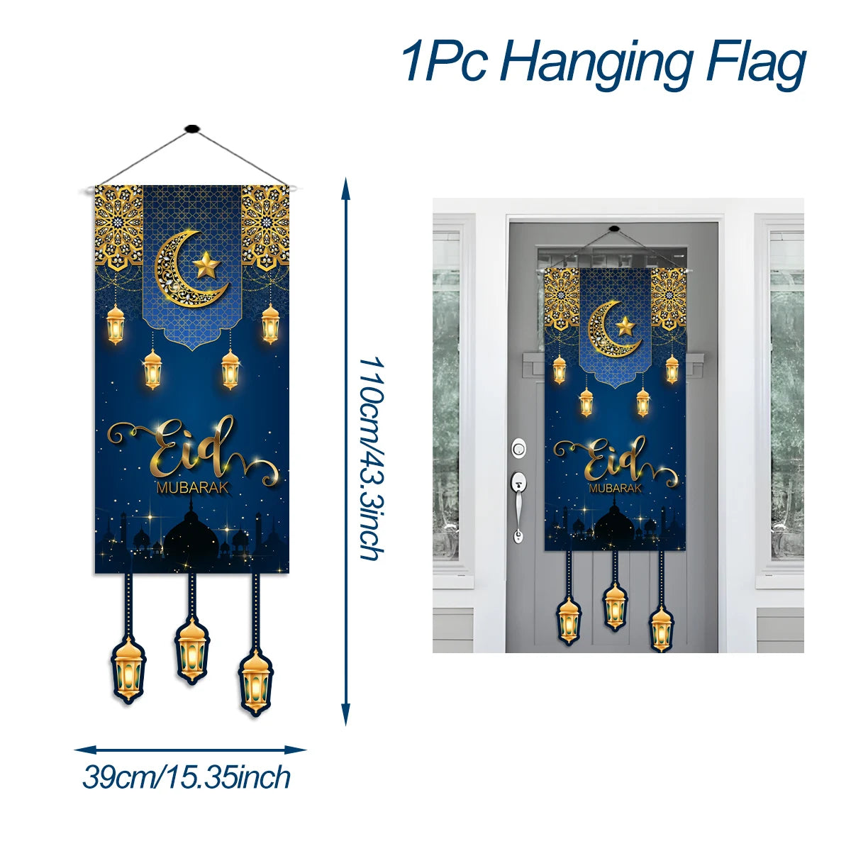 Eid Mubarak Decoration 2025 Hanging Flag Ramadan For Home Door Islamic Muslim Party Decor Ramadan Kareem Banner Eid Al-Fitr Gift