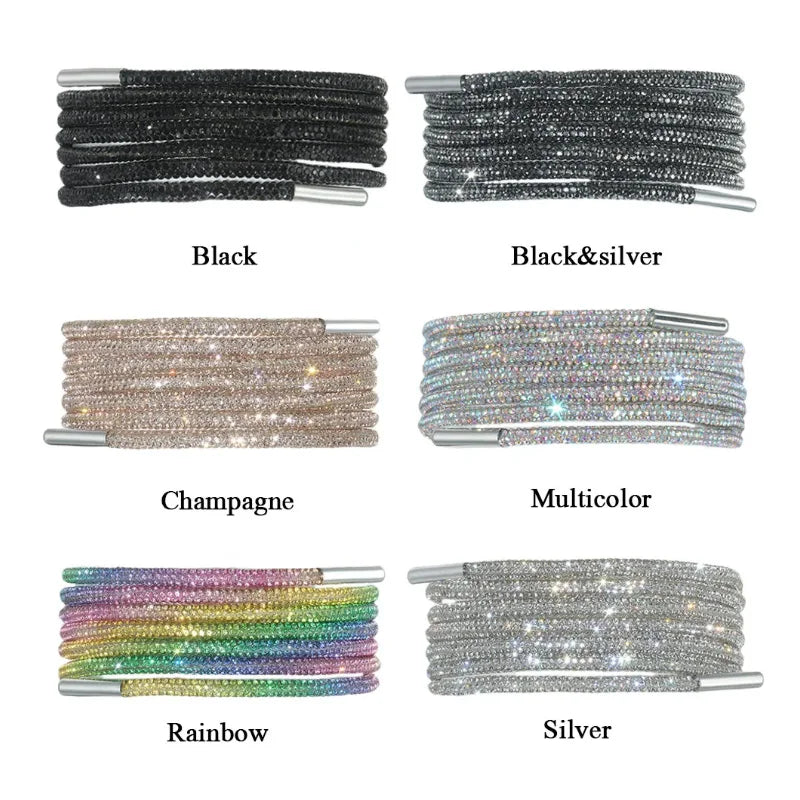 1 Pcs Rhinestone Shoe Lace Luxury Diamond ShoeLace Bright String Cross Braiding Strap DIY Drawstring