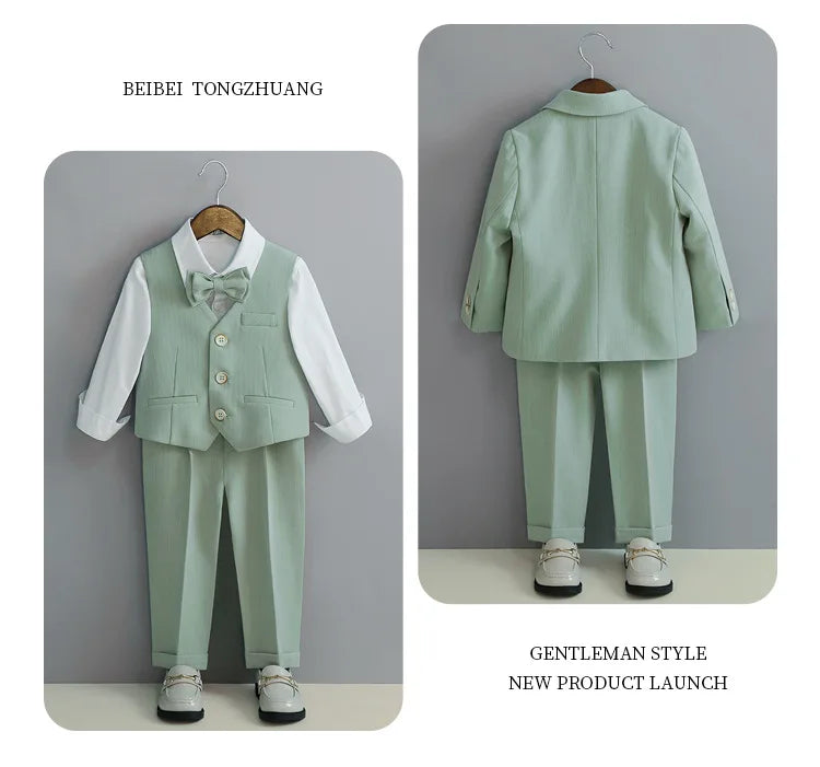 Little Boys Photography Suit Children Wedding Dress Kids Stage Performance Blazer Suit Baby Birthday Formal Ceremony Costume