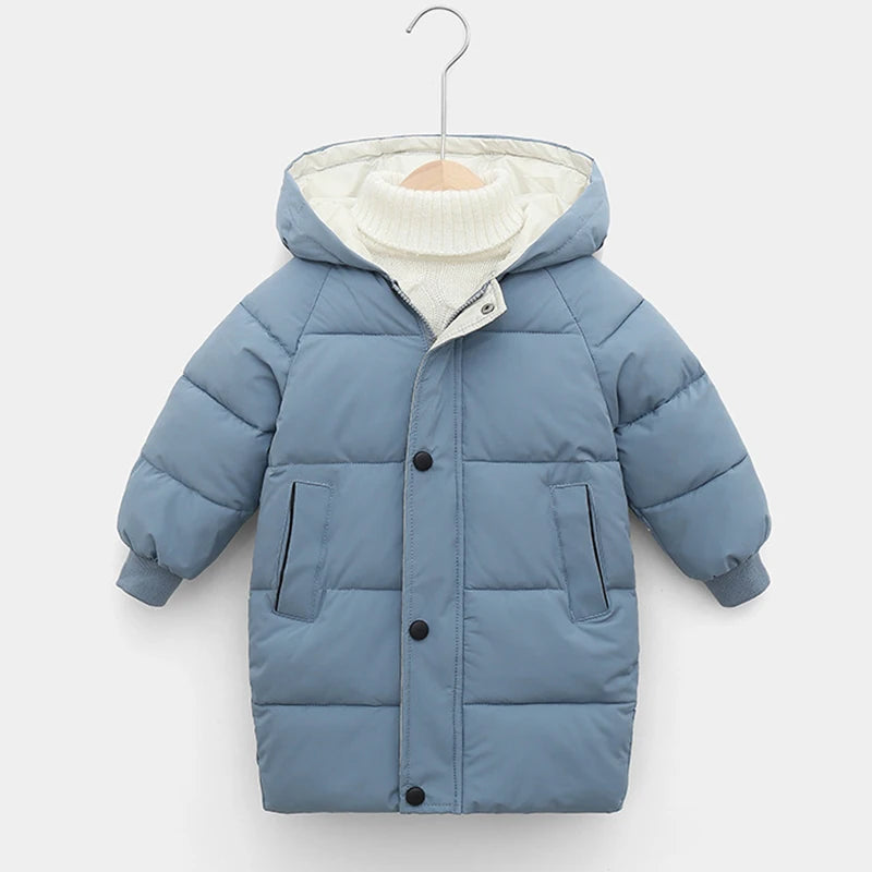 2-10Years Kids Down Long Outerwear Winter Clothes Teen Boys Girls Cotton Parka Coats Big Children Thicken Cotton Long Jackets