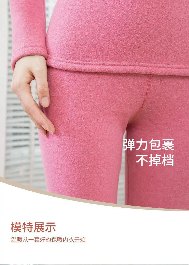 Thermal Underwear Women Suit  Thicken Lamb Fleece High Elastic High Waist Long Johns Bottoming Two Piece Sets Thermos Clothing