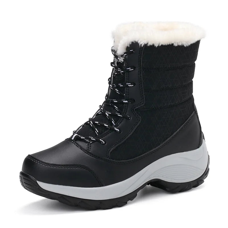 Snow Boots Women Platform Boots Non-slip Women Winter Shoes Fur Warm Ankle Boots for Women Wedges Waterproof Thigh High Boots