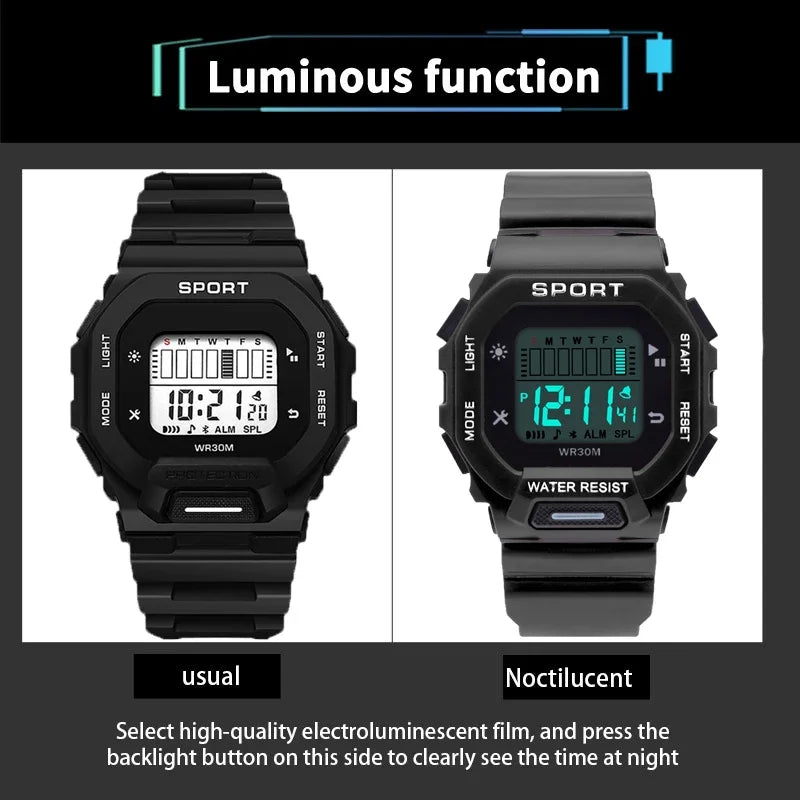 YIKAZE Men Women Sports Watches Multifunction Military Digital Watch Waterproof Fitenss Electronic Wristwatch for Student Man