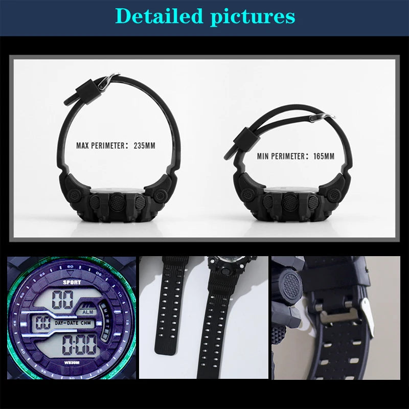 YIKAZE Y03 Men's Digital Watch Waterproof Luminous Men Sports Watches Date Army Military Electronic Wristwatch Relogio Masculino