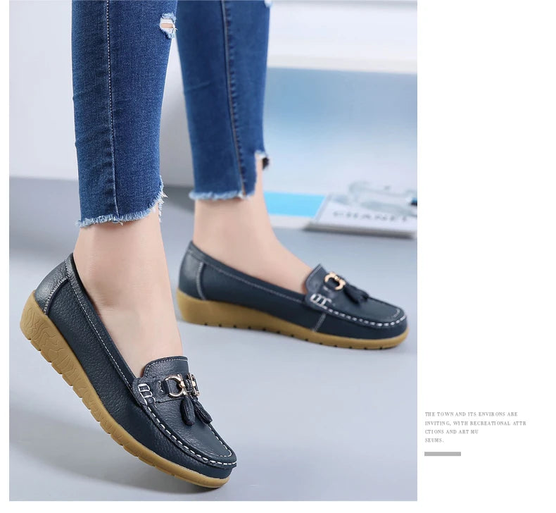 Women Flats Leather Woman Casual Shoes outdoors Slip-on Loafers Female Boat Shoes Fashion Comfortable Ballet Flat Big Size