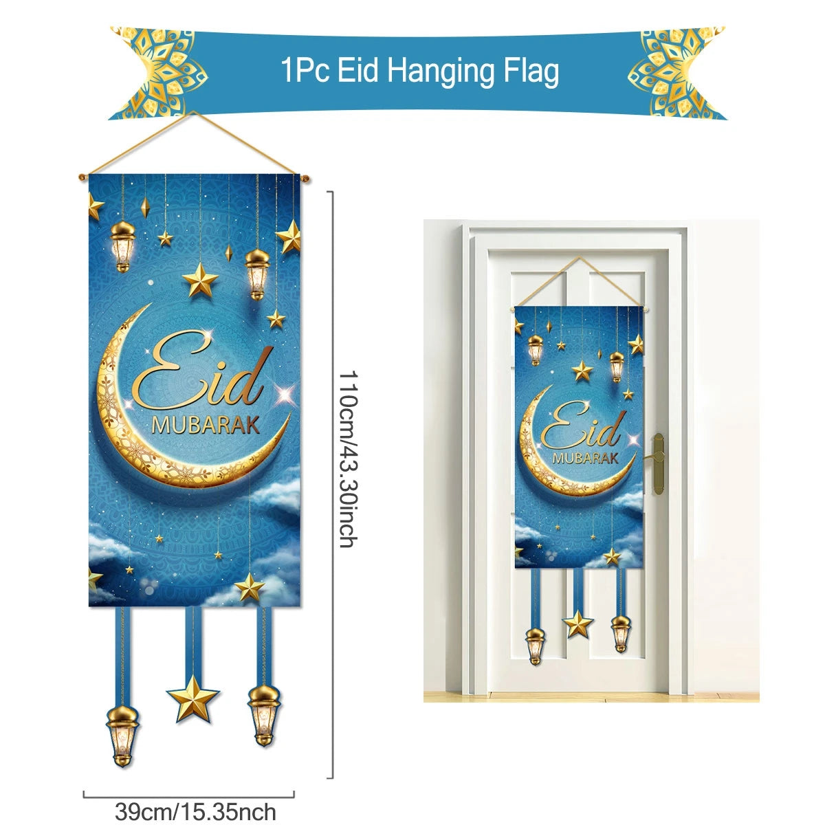 Eid Mubarak Decoration 2025 Hanging Flag Ramadan For Home Door Islamic Muslim Party Decor Ramadan Kareem Banner Eid Al-Fitr Gift