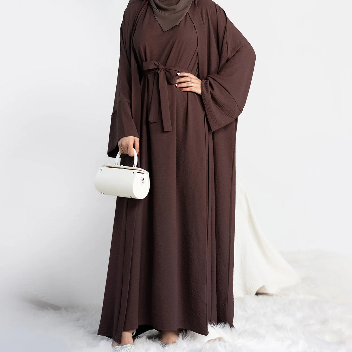 Women Open Abaya Kaftan Dubai Turkey 2 Piece Muslim's Set Luxury Islam Robe African Dress Kimono Morocco Clothing Caftan Fashion