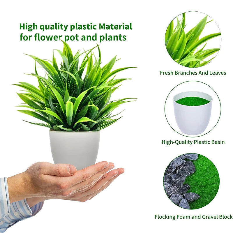 1pc Artificial Plants with Plastics Pots Perfect Greenery for Home DecorationsOffice Desk Living Room and Bedroom Decoration