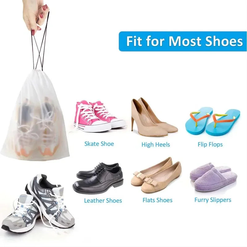 10PCS Portable Shoe Storage Drawstring Eco Storage Bag for Sundries Travel Makeup Bag Waterproof Transparent Plastic Storage Bag