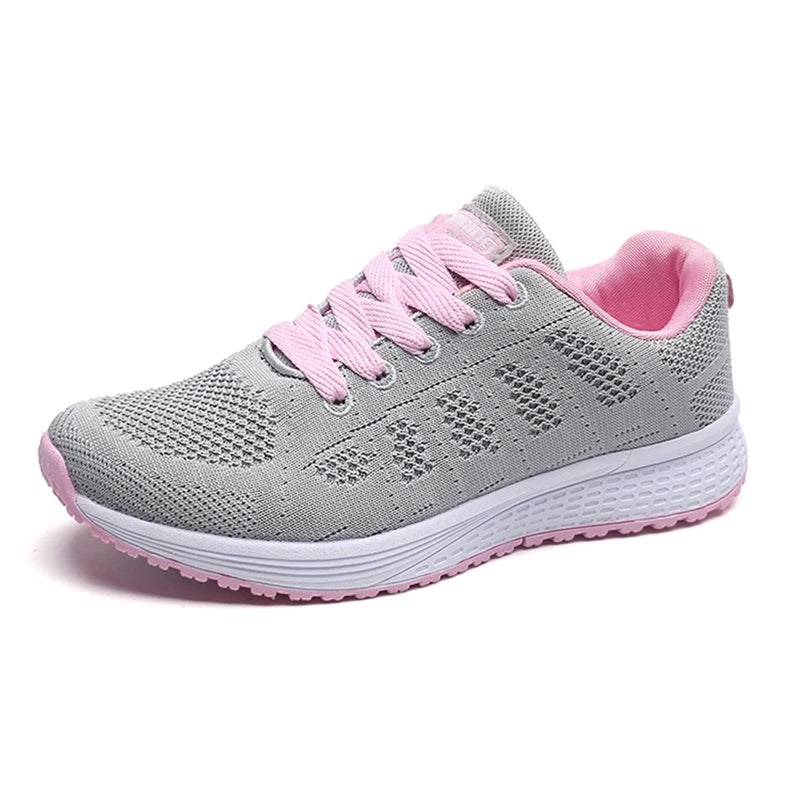 Women's Sneakers 2024 New Fashion Breathable Solid Color Walking Sneakers Women Mesh Fabric Lace Up Shoes Women Female Footwear