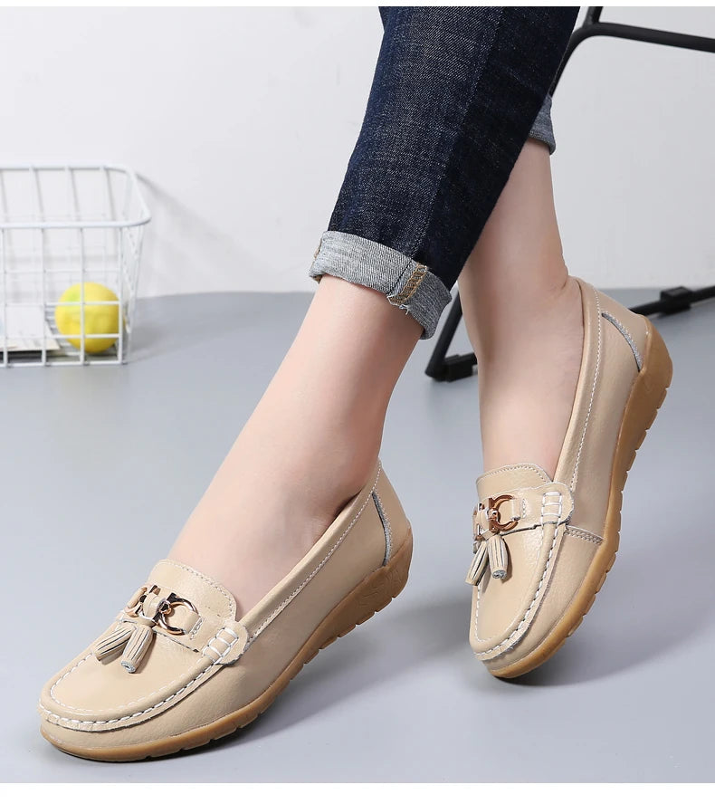 Women Flats Leather Woman Casual Shoes outdoors Slip-on Loafers Female Boat Shoes Fashion Comfortable Ballet Flat Big Size