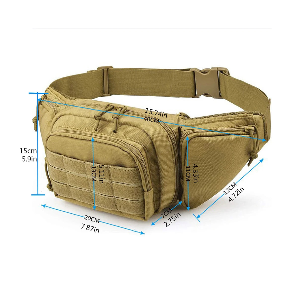 Men Waist Fanny Pack Belt Bag Tactical Military Motorcycle Rider Sports Climb Camping Nylon Male Tool Sling Chest Hip Bum Bag