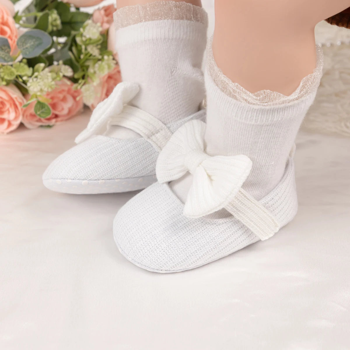 Meckior Spring Autumn Cotton Sole Baby Girl Shoes Newborn Toddler Bow Love First Walkers Anti-slip Baby Casual Shoes Moccasins