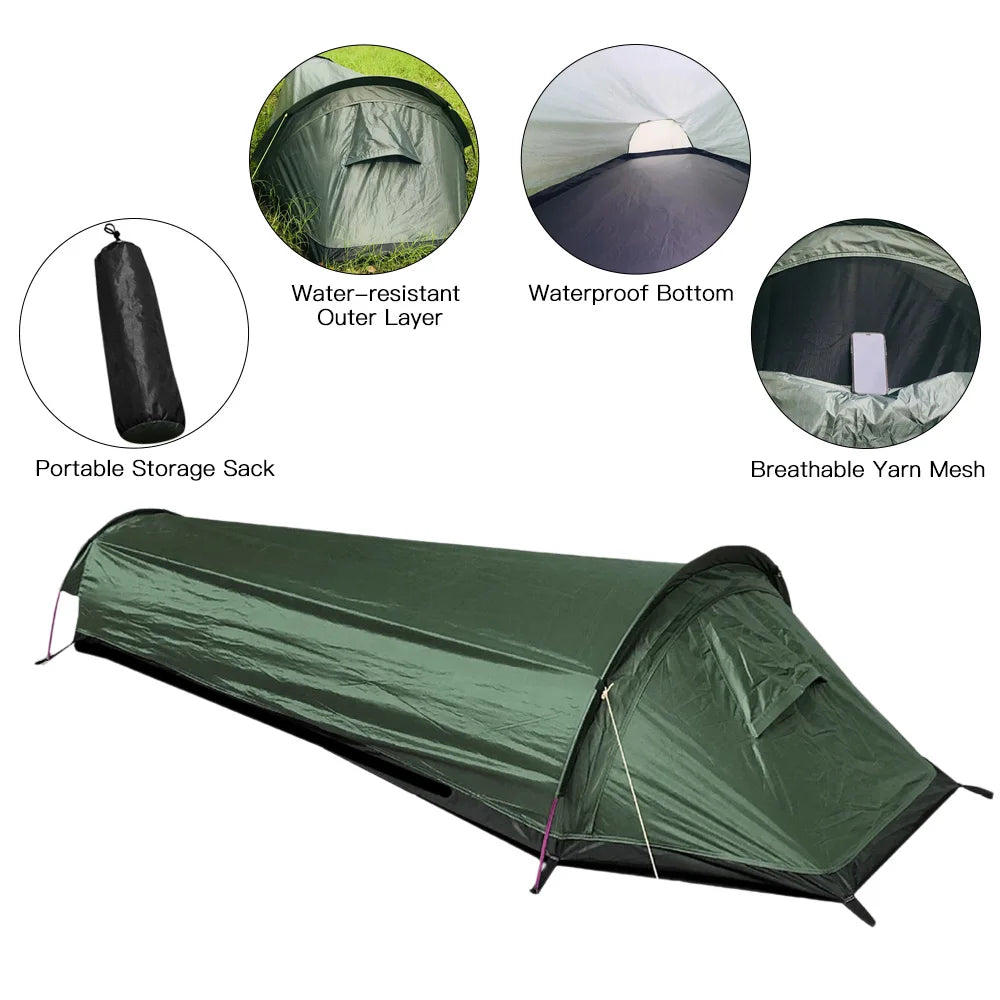 Backpacking Tent Outdoor Hiking Camping Sleeping Bag Tent Waterproof Lightweight Single Person Tent