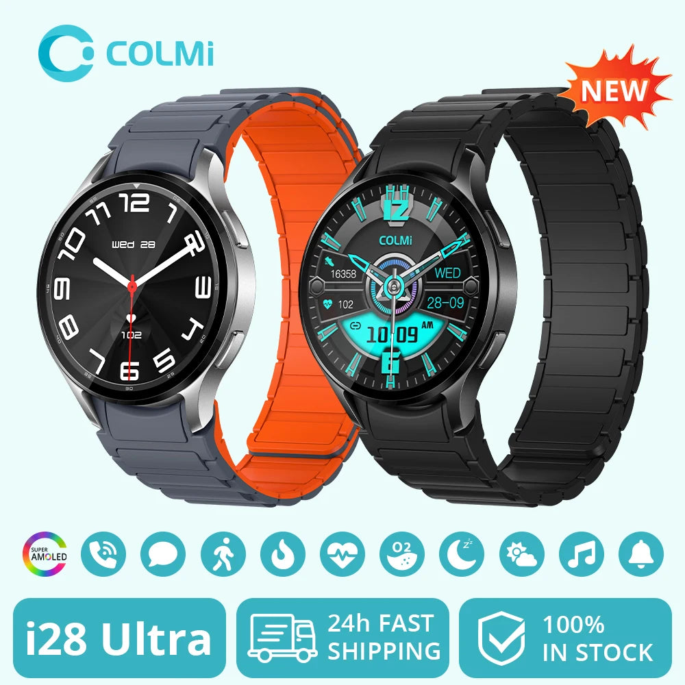 COLMI i28 Ultra AI Smartwatch AMOLED Display, Built-in AI Da-GPT, Muslim Prayer, Bluetooth Call Watch, Smartwatch For Men Women