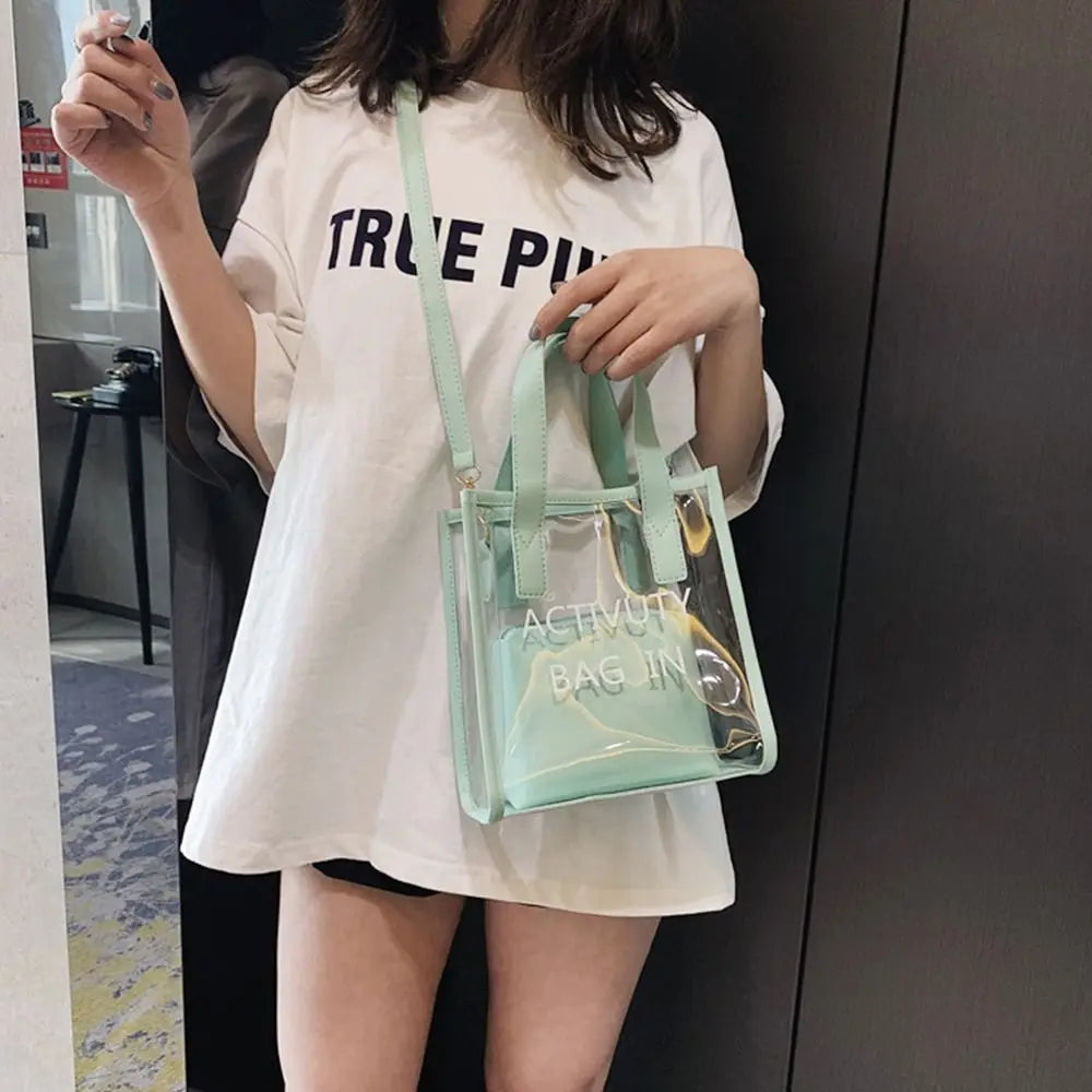 PVC Jelly Bag Women Transparent Handbags Summer Beach Clear Shoulder Bags Fashion Crossbody Bags