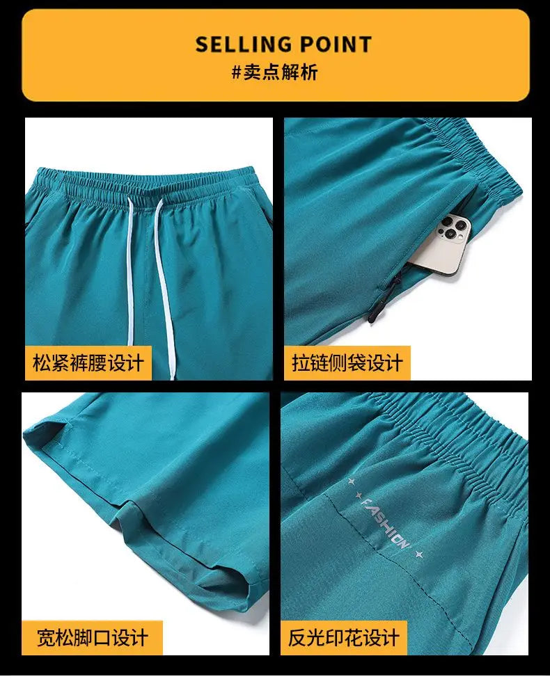 Women Summer Casual Short Pants 2024 High-waisted Loose-fit Zipper Pockets Basics Elastic Waist Running Fitness Jogging Pants