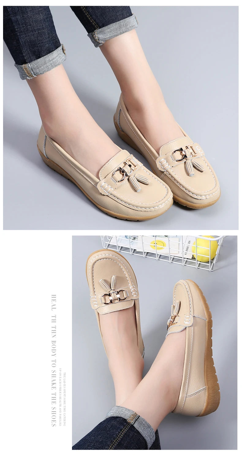 Women Flats Leather Woman Casual Shoes outdoors Slip-on Loafers Female Boat Shoes Fashion Comfortable Ballet Flat Big Size