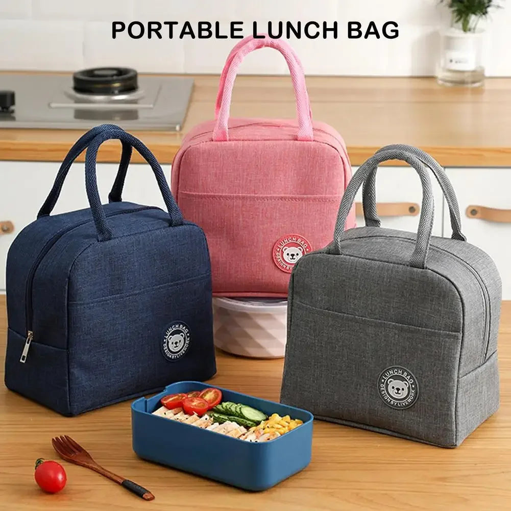 Insulated Lunch Bag Women Kids Cooler Bag Thermal Bag Portable Ice Pack Tote Canvas Food Container Food Picnic Bags