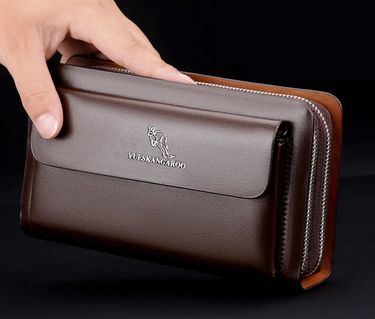 Luxury Brand Men Wallets with coin pocket Double Zipper Male Wallet long Large Men Purse coin Clutch Bag Black Business Clutch