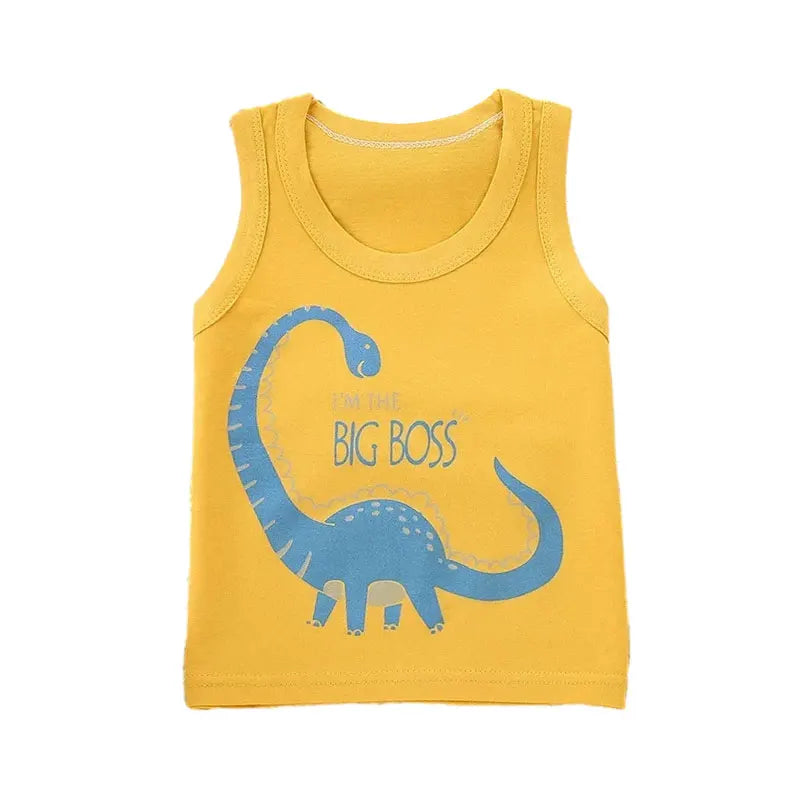 Summer Kids Tops Clothes Tank Sleeveless Breathable Cotton Children T-shirt Vest Top Clothing Outfit Cartoon Boys Girls 0-7Years