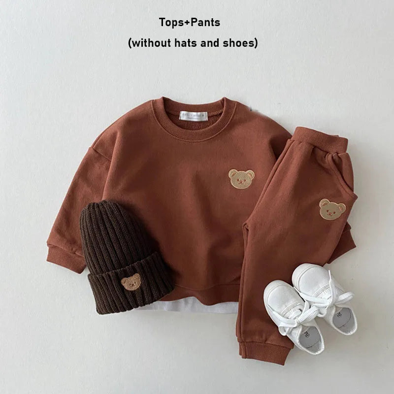 Sweatshirt+ Pants 2Pcs Suits 2024 Fashion Toddler Baby Clothes Sets Cartoon Bear Autumn Kids Outfits Set Christmas Gift