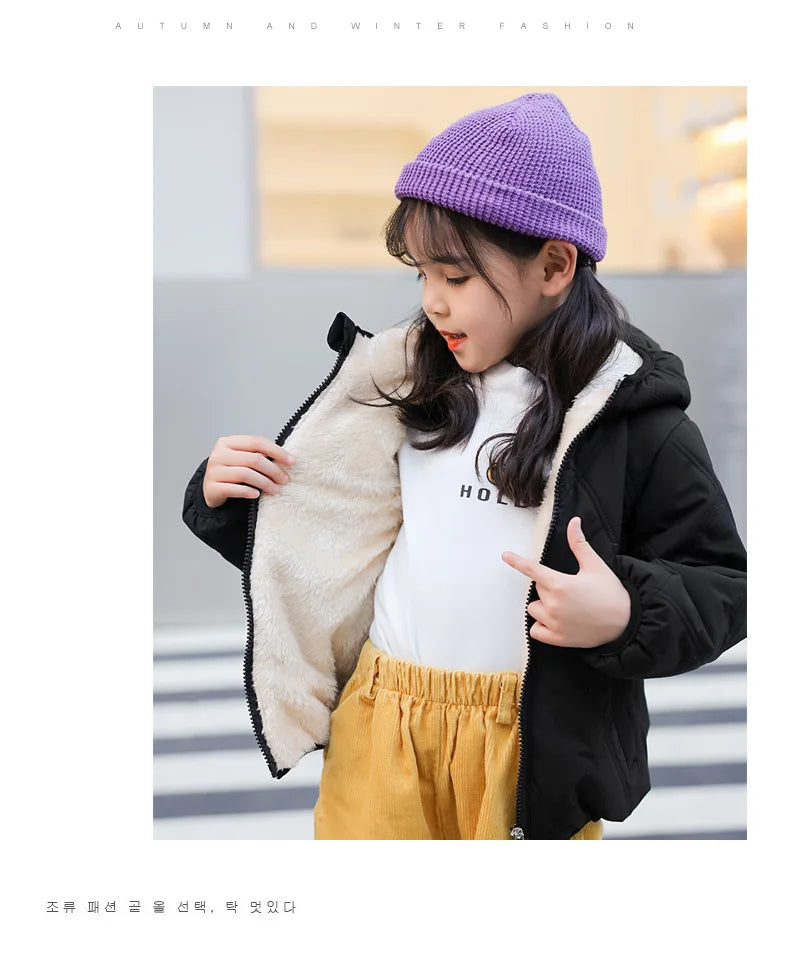 Baby Kids Thick Jacket For Girls Coats Winter Lamb Wool Plus Velvet Coats Toddler Children Outwear 1-6 Year Boys Cotton Jackets