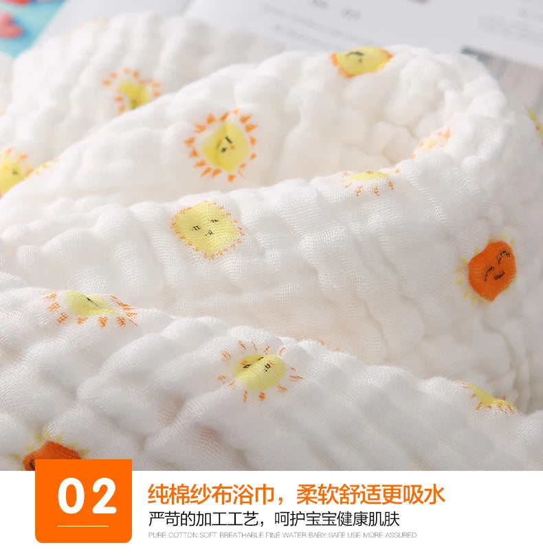 Baby BathTowel Boys Girls 100% Cotton Children Baby Towels Blanket For Newborn Bathrobe 6 Layers Gauze Washcloth Infant Swaddle