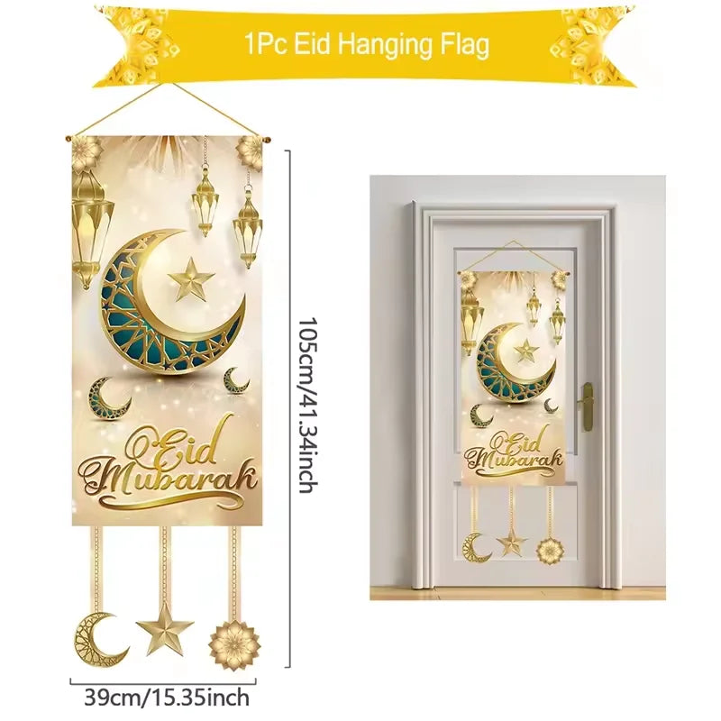 Ramadan Decoration Hanging Flag Eid Mubarak Decor 2025 for Home Islamic Muslim Party Decor Ramadan Kareem Eid Al-Fitr Gift