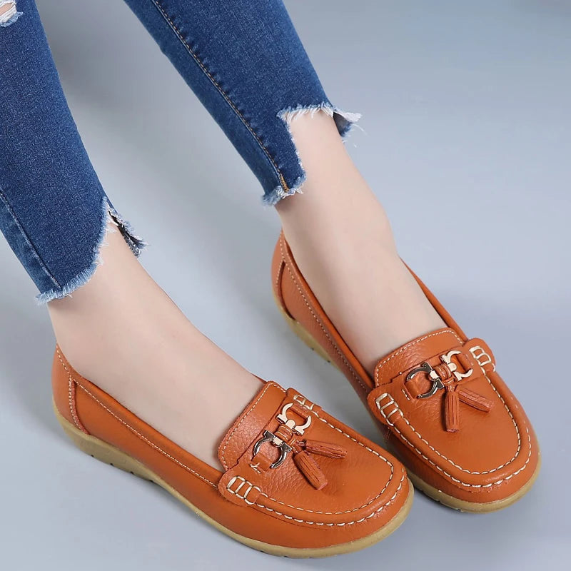 Women Flats Leather Woman Casual Shoes outdoors Slip-on Loafers Female Boat Shoes Fashion Comfortable Ballet Flat Big Size