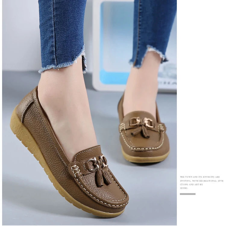 Women Flats Leather Woman Casual Shoes outdoors Slip-on Loafers Female Boat Shoes Fashion Comfortable Ballet Flat Big Size