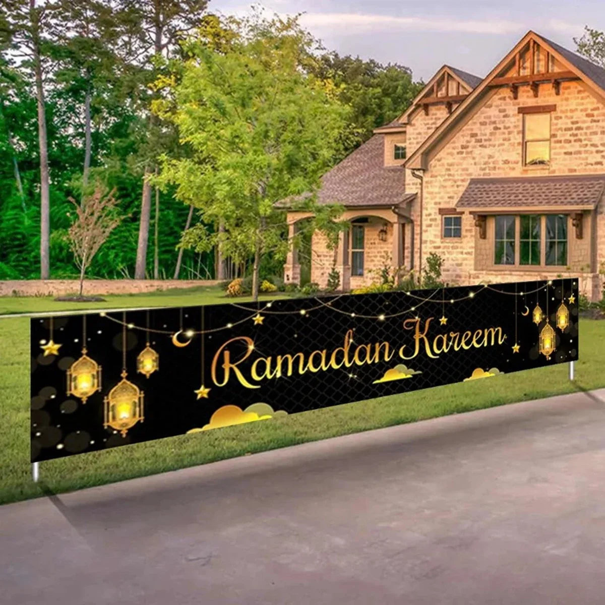 Eid Mubarak Outdoor Banner Flag Ramadan Decoration For Home 2024 Islamic Muslim Party Decor Gifts Ramadan Kareem Eid Al-Adha