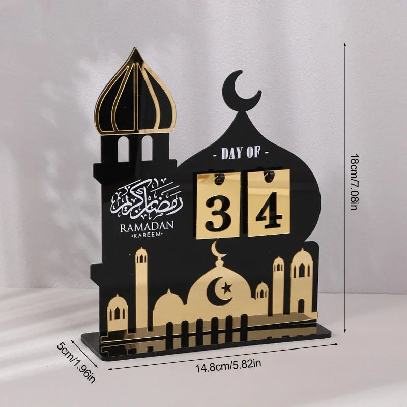 Acrylic Ramadan Countdown Calendar Gifts Day of Ramadan Calendar with Replacing Number 2025 Eid Mubarak Home Decoration Ornament