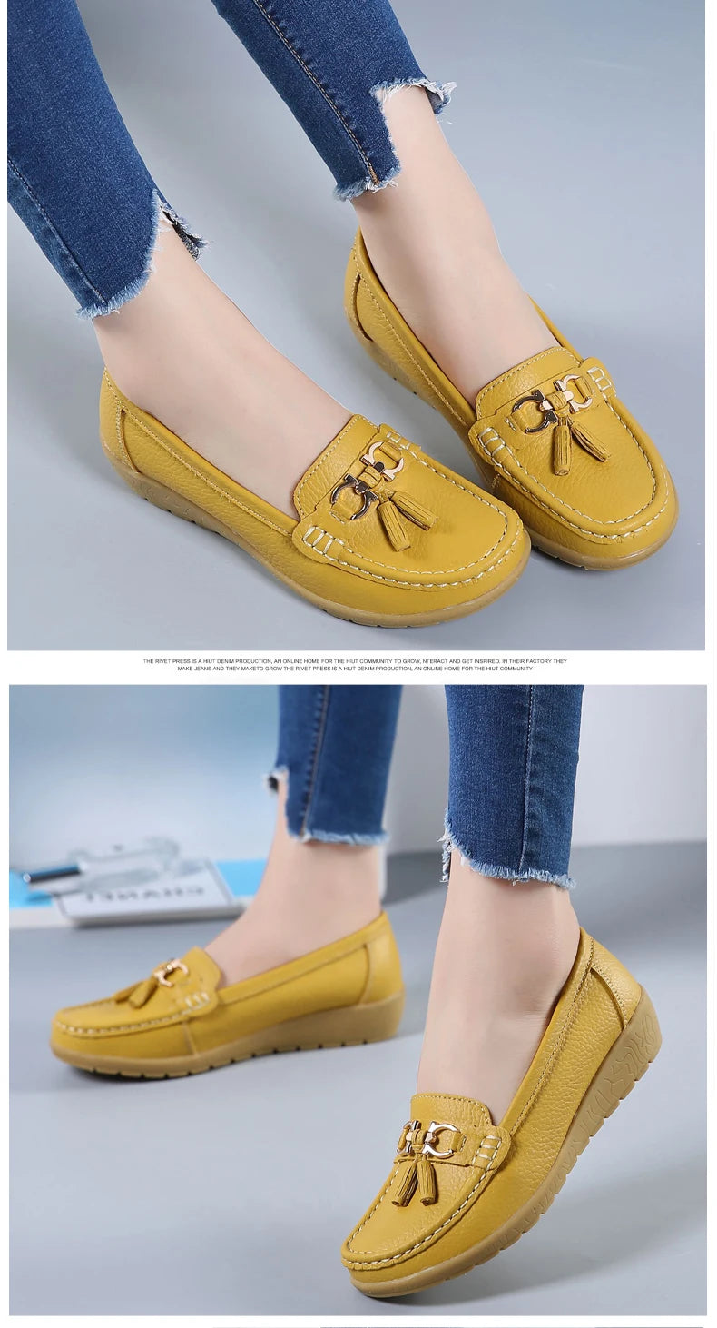 Women Flats Leather Woman Casual Shoes outdoors Slip-on Loafers Female Boat Shoes Fashion Comfortable Ballet Flat Big Size