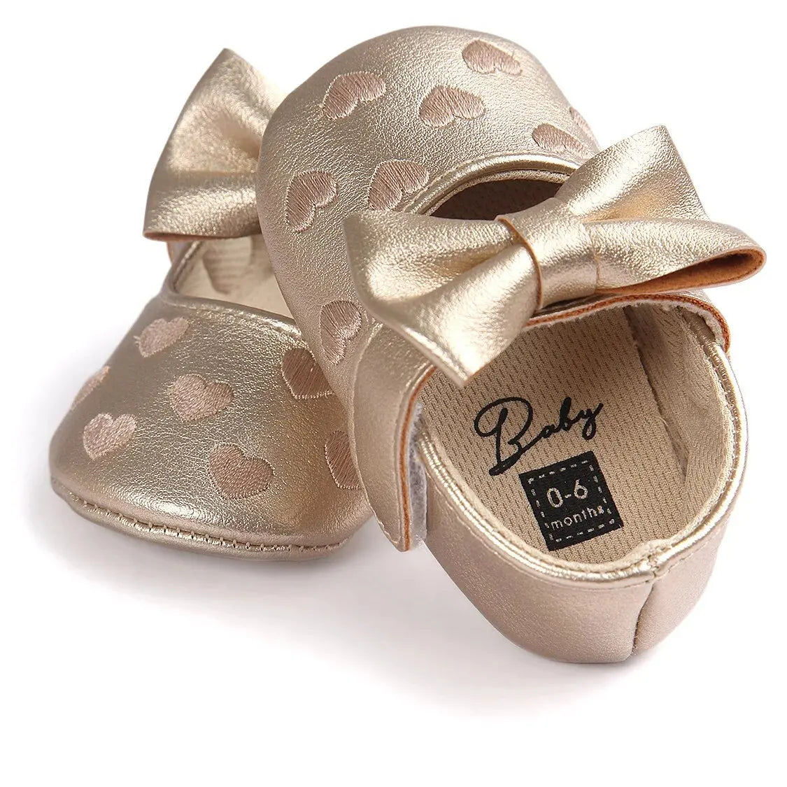 Meckior Baby Shoes Classic Dress Cute Bow-knot Heart Anti-slip Soft Sole First Walkers Infant Baby Girls Toddler Shoes 0-18m