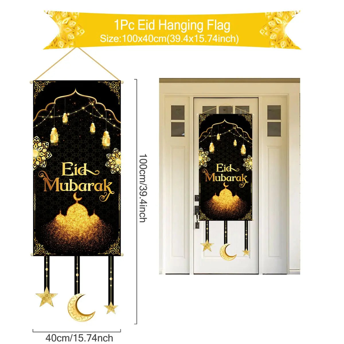 Ramadan Hanging Flag Ramadan Decoration For Home 2024 Kareem Aid EID Mubarak Muslim Islamic Festival Eid Al-fitr Party Supplies