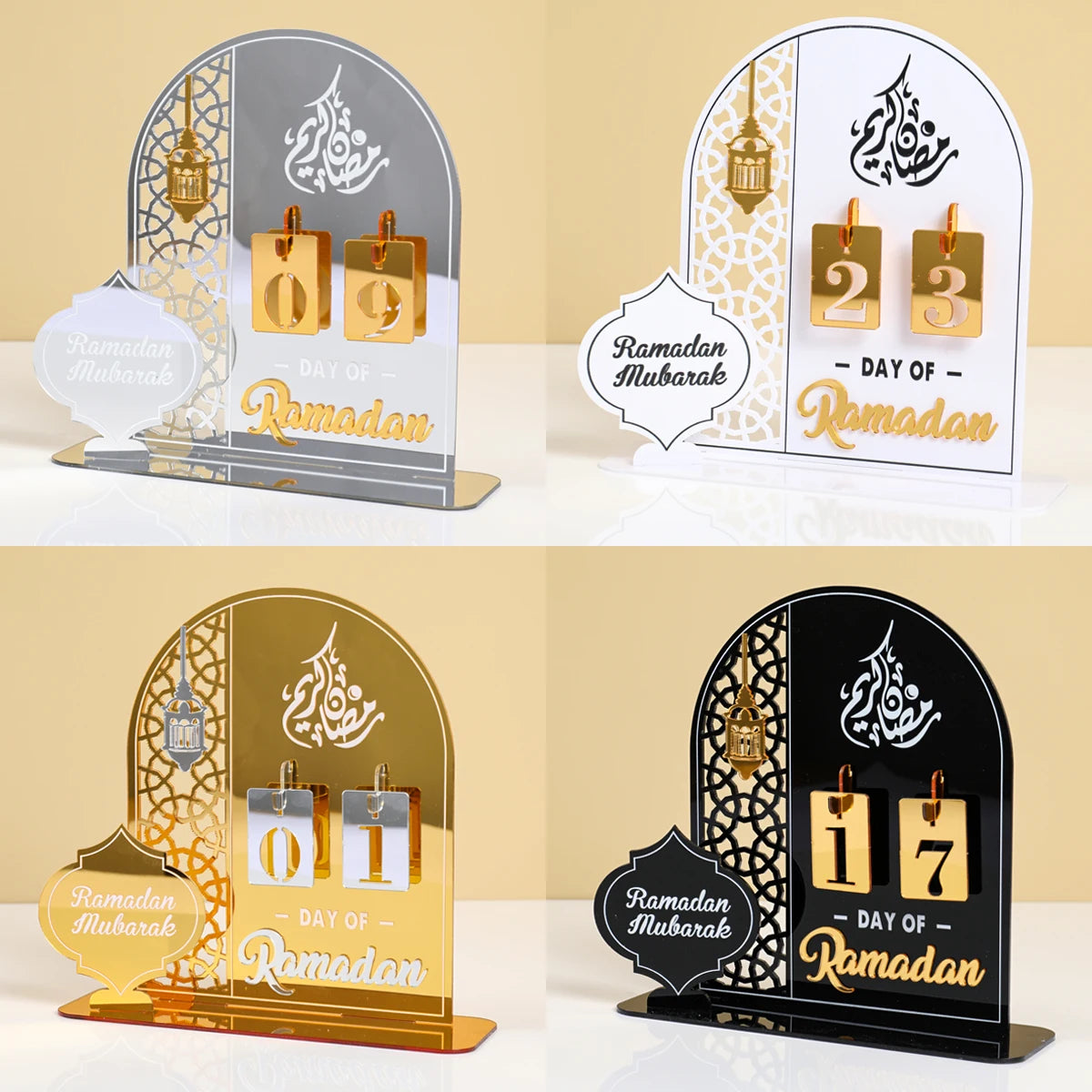 Acrylic Ramadan Countdown Calendar EID Mubarak Ornament Ramadan Decorations for Home Muslim Islamic Festival Party Supplies 2024