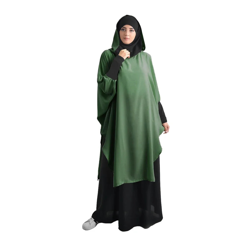 Solid Color Muslim Women Islamic Prayer Garment Worship Services Khimar Robe Abaya Top Large Robe Arab Loose Ramadan Islamic