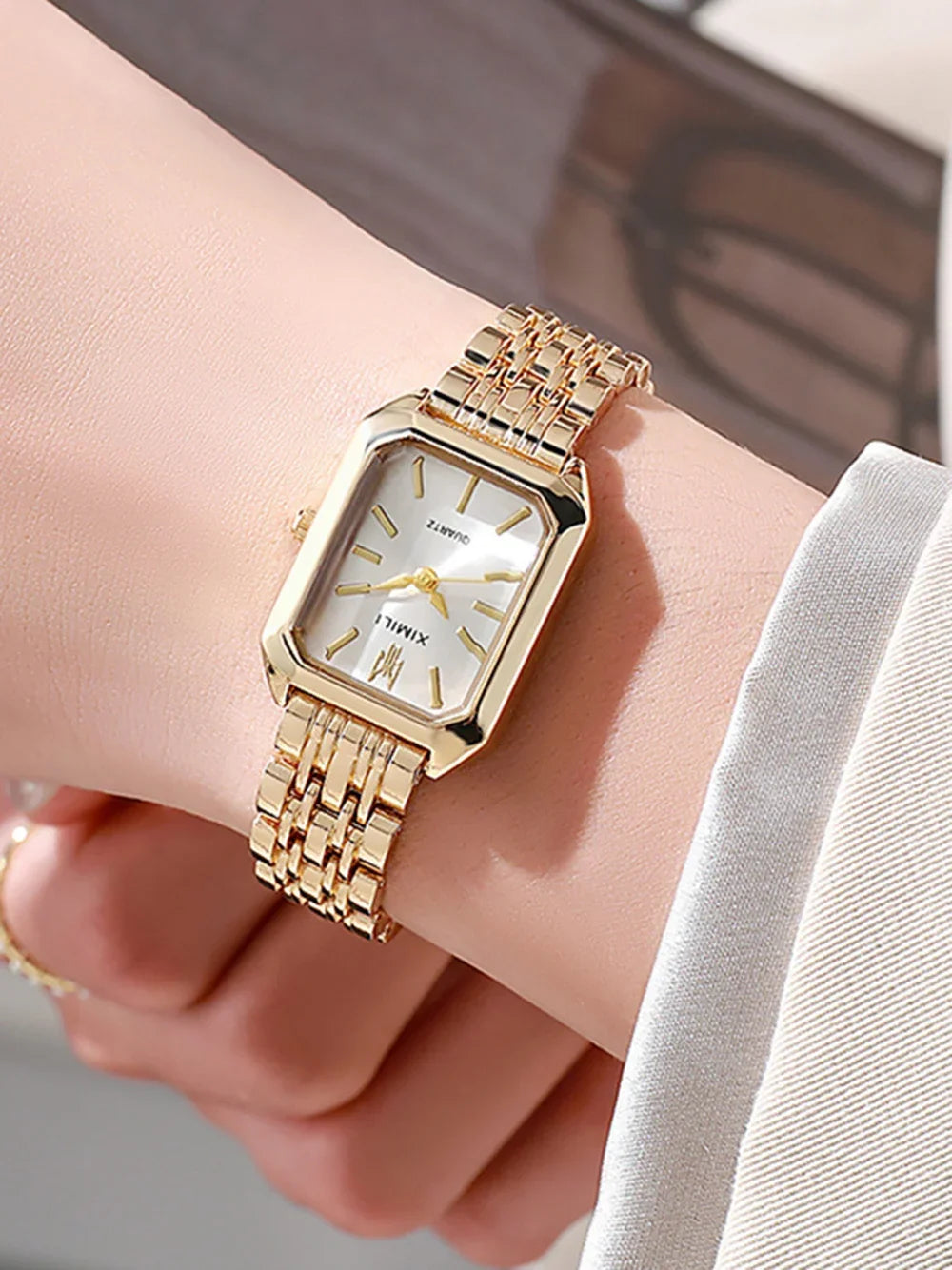 YIKAZE Luxury Women Watch Fashion Stainless Steel Ladies Business Watches Classic Square Quartz Watch Female Student Wristwatch