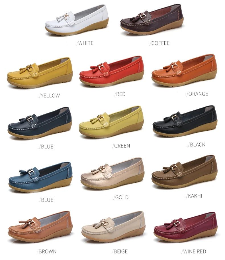 Women Flats Leather Woman Casual Shoes outdoors Slip-on Loafers Female Boat Shoes Fashion Comfortable Ballet Flat Big Size