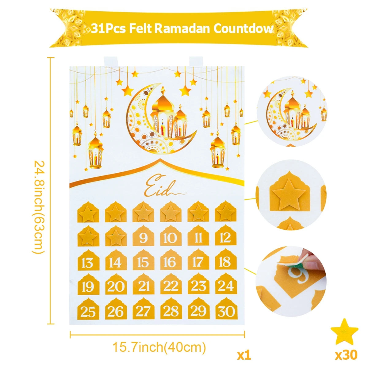 Ramadan Countdown Felt Calendar Eid Mubarak Decorations For Home Islamic Muslim Party Decor Ramadan Kareem Eid Al Adha Kid Gifts