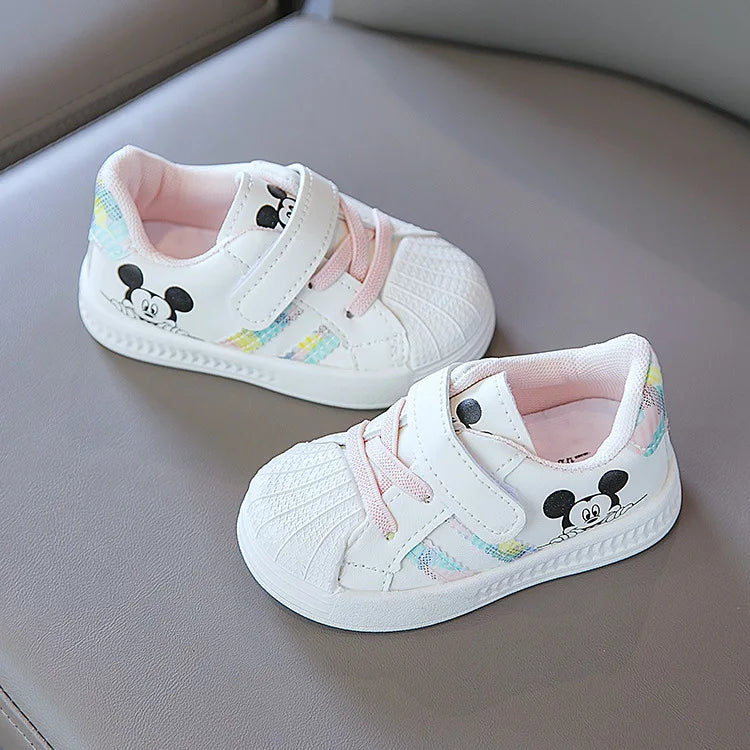 Disney White Casual Shoes For Baby Boy Girl Brand Children Sneaker Mickey Mouse Kids Sports Shoes Toddler Walking Shoes Size 25