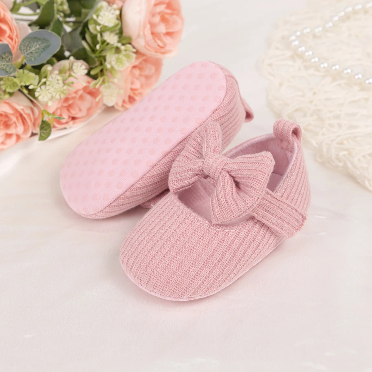 Meckior Spring Autumn Cotton Sole Baby Girl Shoes Newborn Toddler Bow Love First Walkers Anti-slip Baby Casual Shoes Moccasins