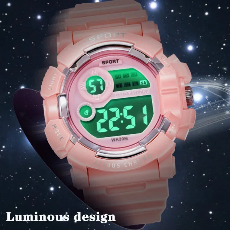 YIKAZE Fashion Sports Watches Men Women Digital Watch Waterproof Luminous Alarm Clock Electronic Wristwatch for Kids Children