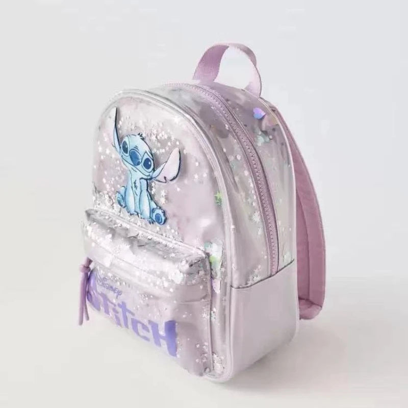 New Disney cartoon Stitch sequin Backpack bag Kindergarten school bag lady girls ball birthday gift